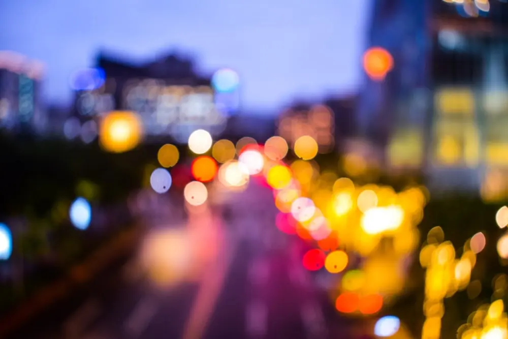 Blurred lights from astigmatism.